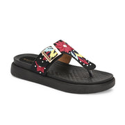 West Port Women Embroidered Toe-Ring Comfort Sandals (W-SHI-130-BLACK)