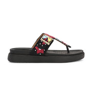 West Port Women Embroidered Toe-Ring Comfort Sandals (W-SHI-130-BLACK)