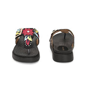 West Port Women Embroidered Toe-Ring Comfort Sandals (W-SHI-130-BLACK)