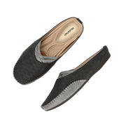 Women Black & Grey Comfort Slip-On Flats (W-ST-18-BLACK)