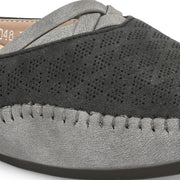 Women Black & Grey Comfort Slip-On Flats (W-ST-18-BLACK)