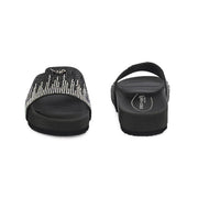 West Port Women Black Embellished Comfort Slide Sandals (W-STARDUST-20-BLACK-MULTI)