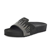 West Port Women Black Embellished Comfort Slide Sandals (W-STARDUST-20-BLACK-MULTI)