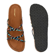 Women Colorful Strap Sandals - Premium Collection (W-UV-01-BLACK-MULTI)