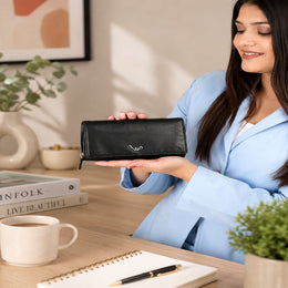 West Port Premium Leather Women Clutch Wallet (W-WT-AO-01-BLACK)
