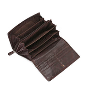 West Port Premium Leather Women Clutch Wallet (W-WT-AO-01-BROWN)