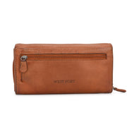 West Port Premium Leather Women Clutch Wallet (W-WT-AO-01-COGNAC)