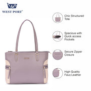 West Port Premium Tote Handbag for Women (WP-BOSS-BELLE-PEACH)