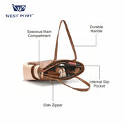 West Port Premium Tote Handbag for Women (WP-BOSS-BELLE-TAN)
