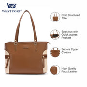 West Port Premium Tote Handbag for Women (WP-BOSS-BELLE-TAN)