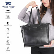 West Port Premium Tote Handbag for Women (WP-ELAN-BLACK)