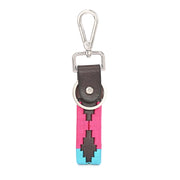 West Port Premium Leather Handcrafted Keychain (WP-KEYCHAIN-02-BLUE-PINK)