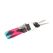 West Port Premium Leather Handcrafted Keychain (WP-KEYCHAIN-02-BLUE-PINK)