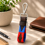 West Port Premium Leather Handcrafted Keychain (WP-KEYCHAIN-03-RED-BLUE)