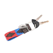 West Port Premium Leather Handcrafted Keychain (WP-KEYCHAIN-03-RED-BLUE)