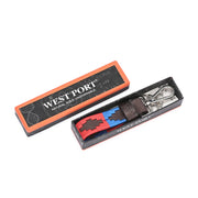 West Port Premium Leather Handcrafted Keychain (WP-KEYCHAIN-03-RED-BLUE)