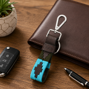West Port Premium Leather Handcrafted Keychain (WP-KEYCHAIN-04-BLUE-GREEN)