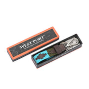 West Port Premium Leather Handcrafted Keychain (WP-KEYCHAIN-04-BLUE-GREEN)