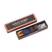West Port Premium Leather Handcrafted Keychain (WP-KEYCHAIN-05-NAVY-ORANGE)