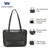 West Port Premium Shoulder Handbag for Women (WP-LINEA-BLACK)