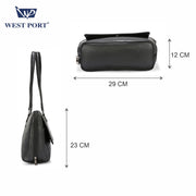 West Port Premium Shoulder Handbag for Women (WP-LINEA-BLACK)