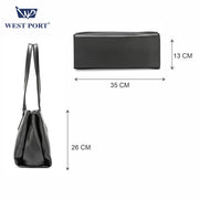 West Port Premium Tote Handbag for Women (WP-URBAN-GRACE-BLACK)