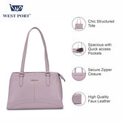 West Port Premium Tote Handbag for Women (WP-URBAN-GRACE-PEACH)