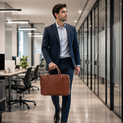 West Port Unisex Premium Leather Laptop Bag – Timeless Professional Elegance (MBG-AO-01-COGNAC)