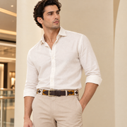 West Port Men’s Pampa Embroidered Genuine Leather Signature Gaucho Polo Belt (M-BT-LE-01-BLACK-YELLOW-BEIGE)
